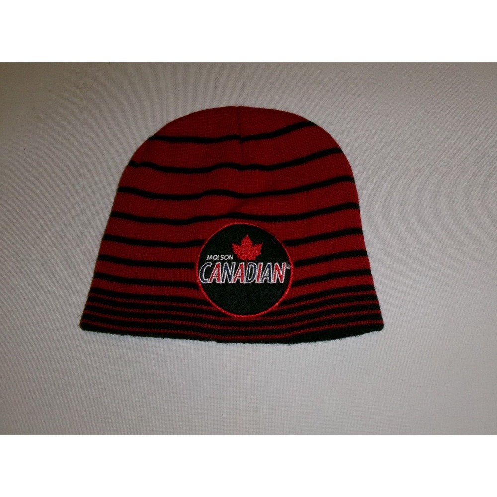 molson beer canadian KNIT BEANIE TOBOGGAN Y2K HAT CAP VINTAGE DEADSTOCK U5